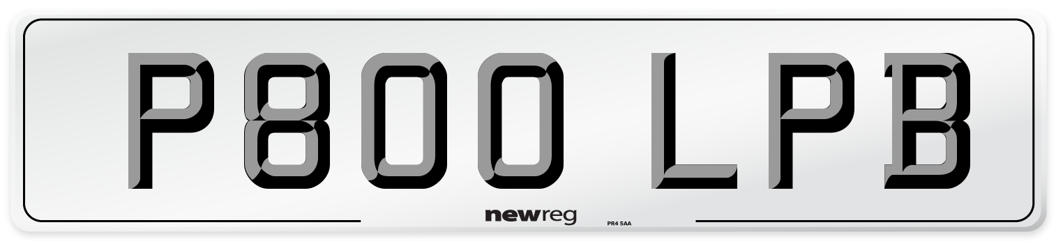 P800 LPB Number Plate from New Reg